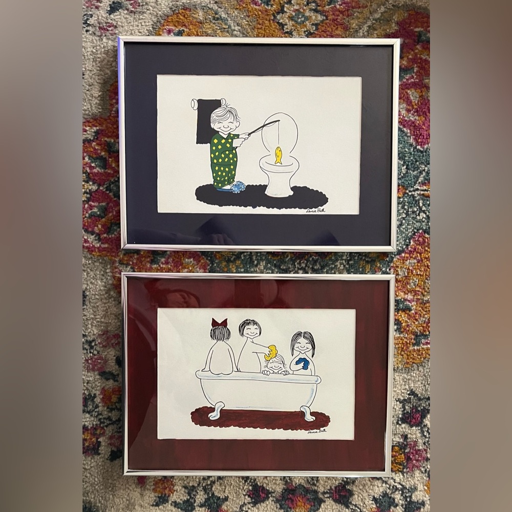 ORIGINAL’s - Laurie Beth - 1990’s “Bathroom Humor” Paintings - Numbered …